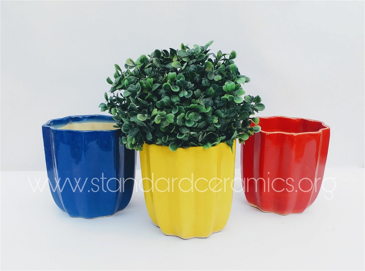 Ceramic Line Bucket Planter SCI - 456 - H- 4.5 W- 4 inches, SCI - 456