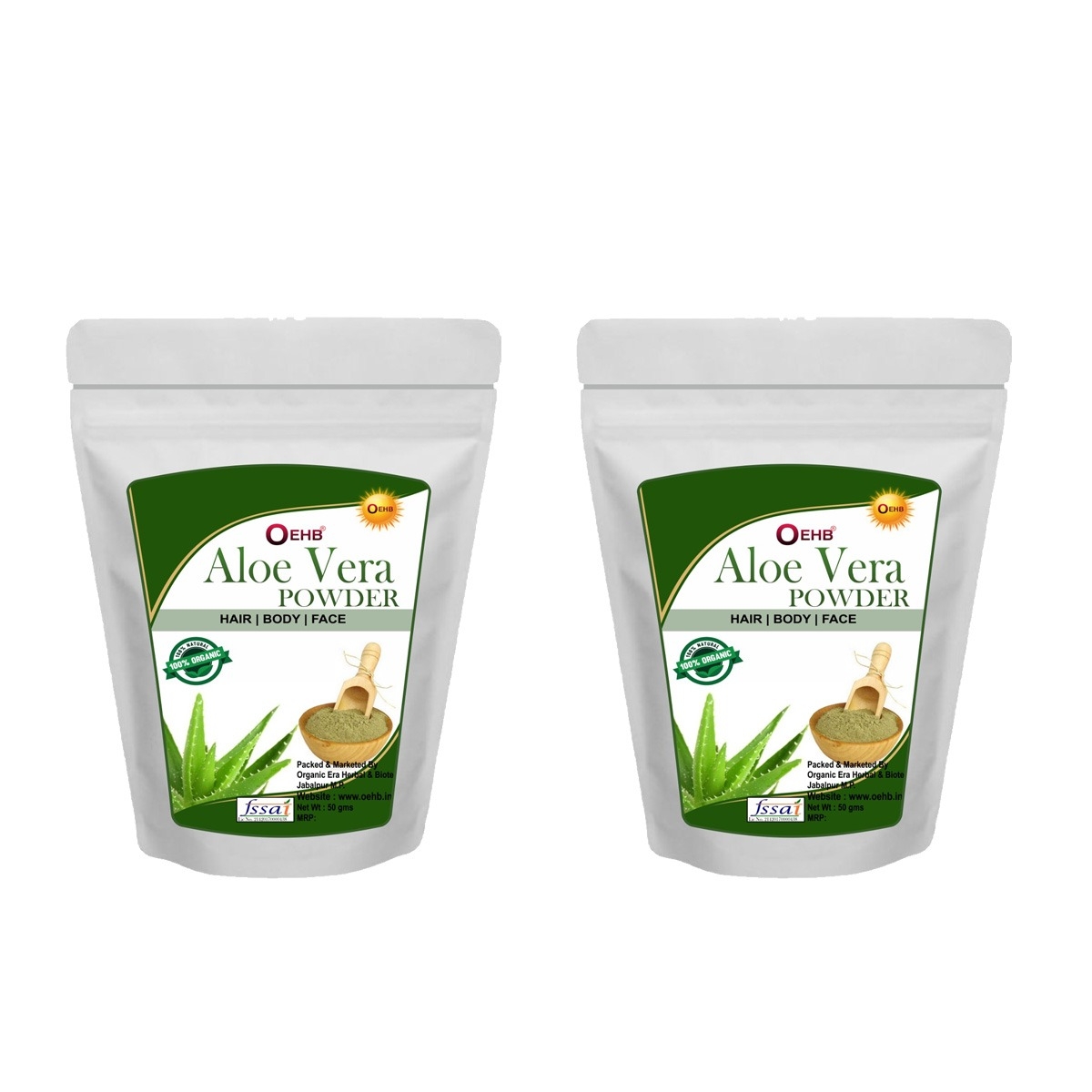 OEHB Aloevera leaf Powder 100g(Pack of 2 each-50g) - 100g