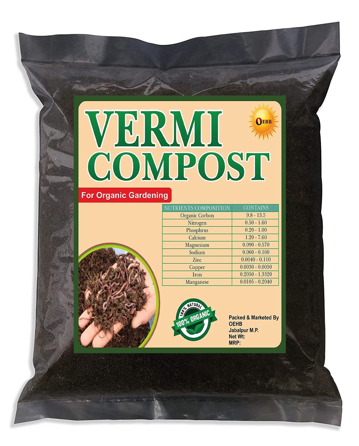 OEHB 3 in 1 100% Organic Neem Cake Powder 450gm, Vermicompost 900gm and Mustard Oil Cake 450gm (Total 1800gm) for Plant || Trace Garden || Indoor and Outdoor Plant