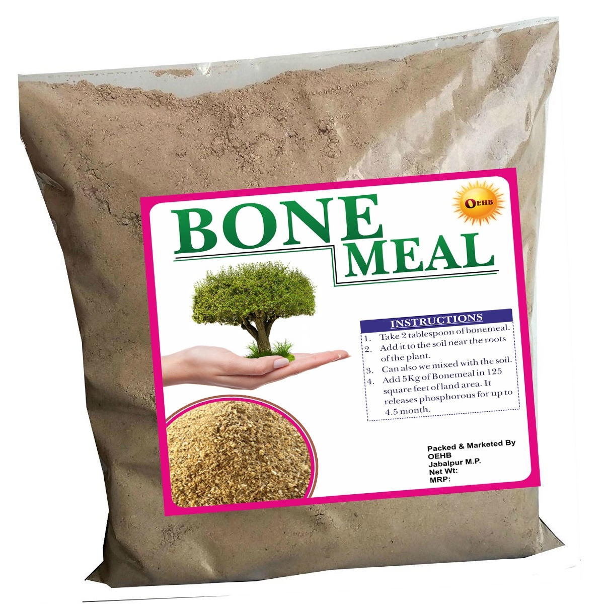 OEHB Organic Bone Meal 900g, Vermicompost 900g, and Mustard 900g