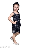 GKb-46107031 Girls Black Rayon Jumpsuits Pack Of 1 - Black, 6-7 Years