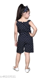 GKb-46107031 Girls Black Rayon Jumpsuits Pack Of 1 - Black, 6-7 Years