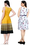 GWWb-92979481 Trendy Mordern Women Dresses - Yellow & White, XXL