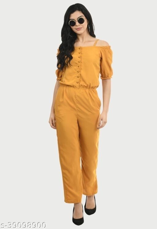 GWWa-39098900 Stylish Fabulous Women Jumpsuits - Yellow Orange, L