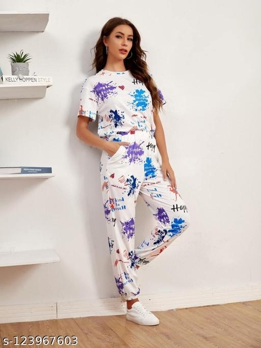 GWWa-123967603 Unique Collection International Tie and Dye Jogger with Baggy T-Shirt  - Multicolour, L