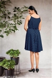 GWWb-125962259 Blue Dot Literary Dress - Navy Blue, L
