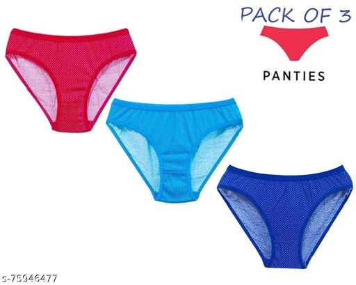 GIWb-75946477 Pure Cotton Women's Hipster Pack of 3  - Red, XL