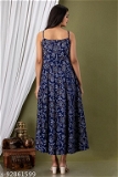 GWWb-92861599 WOMEN ANARKALI DRESSES - Navy Blue, L