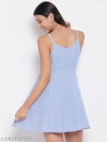GWWb-141738380 Clear Skies Buttoned Blue Dress - Tropical Blue, S