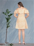 GWWb-135603945 Mrutbaa Women's Off Shoulder Spaghetti Strap Floral Print Dress Dresses  - Yellow Orange, M
