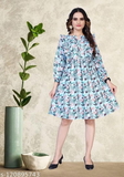 GWWb-120895743 Fit and Flare Multicolor Dress - Powder Blue, M