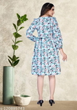 GWWb-120895743 Fit and Flare Multicolor Dress - Powder Blue, M