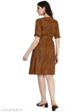 GWWb-82208410 Women's Fit And Flare Knee length One Piece dress.  - Nutmeg Wood Finish, XXL