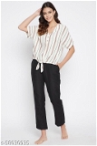 GTCb-58030935 Cotton Sassy Stripes Top & Basic Pyjama Set - M, Petite Orchid