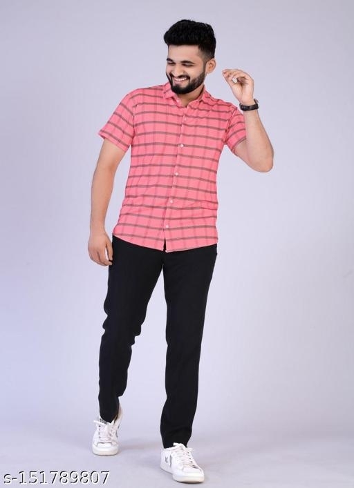 GMb-151789807 Lycra Half Sleeve Classy Vouge Shirt's For Men - Pink, XL