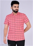 GMb-151789807 Lycra Half Sleeve Classy Vouge Shirt's For Men - Pink, XL