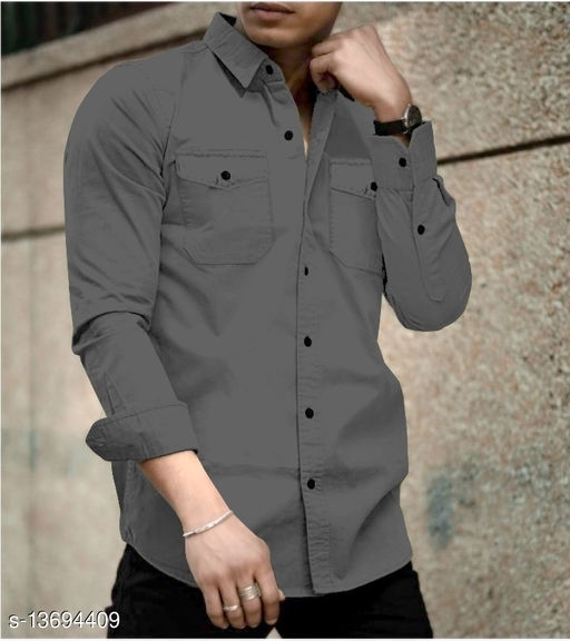 GMb-13694409 Trendy Designer Men Shirts - Dove Gray, L