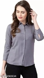 GTCa-90696934 Grey Color Solid Full Sleeves Shirt - Manatee, S