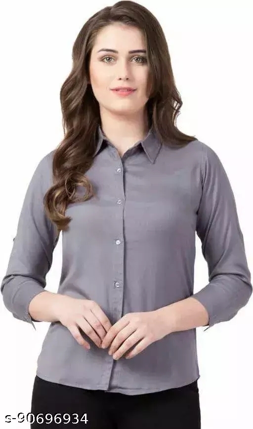GTCa-90696934 Grey Color Solid Full Sleeves Shirt - Manatee, M