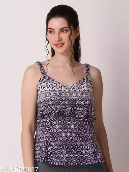 GTCa-114602817 Ladyana Navy Blue Zari Top - Rum, Xs