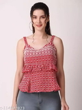 GTCa-114602823 LADYANA RED ZARI TOP - Brick Red, M