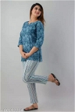 GTCa-80192212 Stylish Night Suit for Women - Picton Blue, L