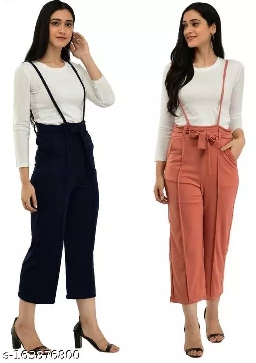 GTCb-163876800 Best Seller Stylish Fashionable Dungaree for Women  | Colours - Peach & Navy Blue (PACK OF 2) - Navy Blue &Peach, M