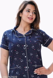 GTCb-193767609 Jaipuri Handblock Printed Night Suits Top & Payjama For Womens Girls - Navy Blue, S