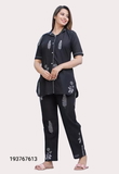 GTCb-193767613 Jaipuri Handblock Printed Night Suits Top & Payjama  - Black, XXL