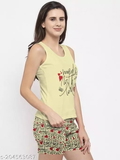GTCb-204563087 Ladies cotton inner & sleepwear nightsuits (Pack of 1) - Yellow, XL
