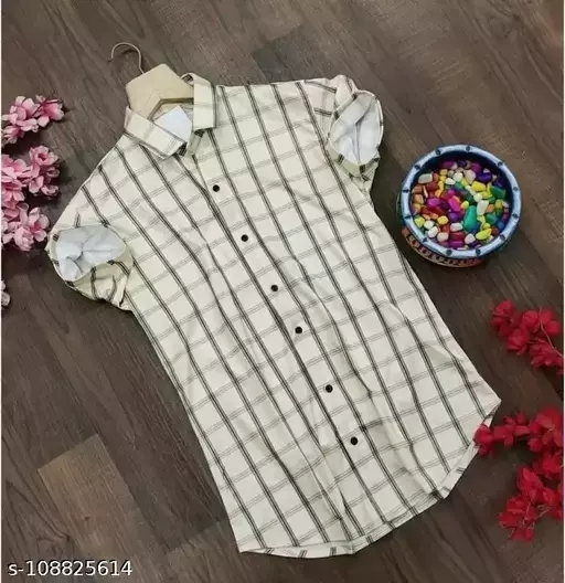 GMa-108825613 Men Regular Fit Checkered Ribbed Collar Casual Shirt - Willow Brook, M