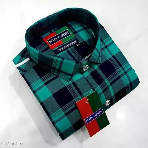GMb-7696593 Trendy Men's Shirts ( Peter Europe) - Green & Black, S