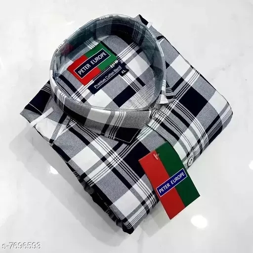GMb-7696593 Trendy Men's Shirts ( Peter Europe) - Black & White, XXL