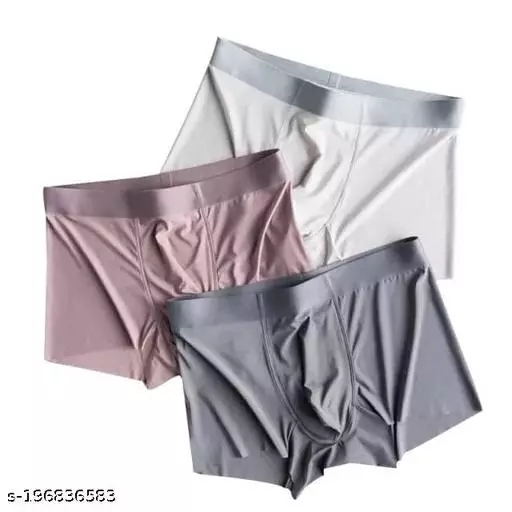 GIWa-196836583 Men Ice Silk Lycra Underwear (Pack of 3)  - P-🅰️, L