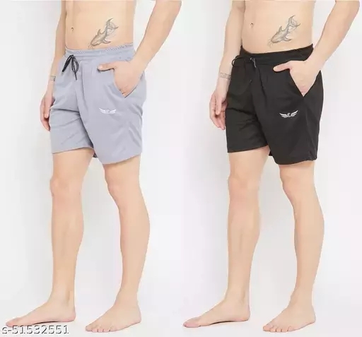 GMa-51532548 Trendy Men Shorts [Pack of 2] - Black, 36