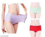 GIWb-117751900 Combo of 3 Women's Ice Silk Blend Panty   - Multicolour, Free Size