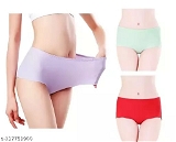GIWb-117751900 Combo of 3 Women's Ice Silk Blend Panty   - Multicolour, XL