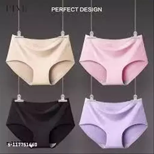GIWb-117751660 Women's Ice Silk Blend Hipster Panty Pack-2 - Creamy, Free Size