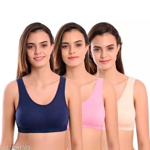 GIWb-6542950 Women Non Padded Everyday Bra - Multicolour & Blue, 30-🅱️