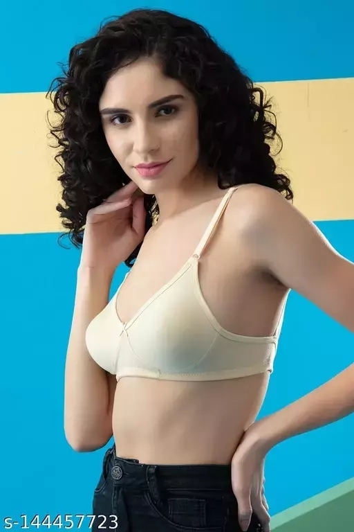 GIWb-144457723 Clovia Non-Padded Non-Wired Full Cup T-shirt BraClovia Non-Padded Non-Wired Full Cup T-shirt Bra - Ivory, 32-𐃗