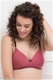 GIWb-43075805 Clovia Cotton Padded Non-Wired Multiway T-shirt Bra - Cranberry, 32-🅱️