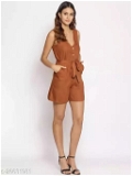 GWWa-26631981 Comfy Partywear Women Jumpsuits - Brown, M