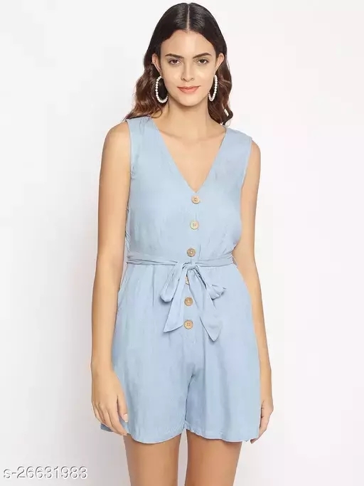 GWWa-26631981 Comfy Partywear Women Jumpsuits - Sky Blue, XL