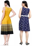 GWWb-92979481 Trendy Mordern Women Dresses - Yellow & Navy Blue, XXL