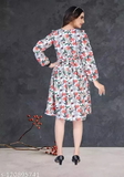 GWWb-120895743 Fit and Flare Multicolor Dress - Sandy brown, L