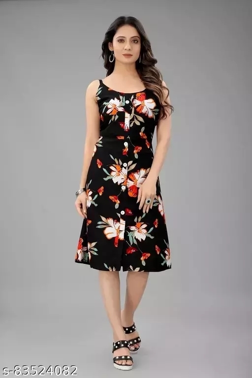 GWWb-83524082 Western dress for women - Black & Multicolour, XL