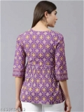GWWc-127654331 Womens Cotton Printed Designer Top - Purple, XL