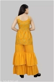 GKb-164836148 R K Maniyar Girl's Cotton Silk Top And Bottom - Web Orange, 7-8 Years
