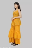 GKb-164836148 R K Maniyar Girl's Cotton Silk Top And Bottom - Web Orange, 11-12 Years