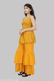 GKb-164836148 R K Maniyar Girl's Cotton Silk Top And Bottom - Web Orange, 12-13 Years
